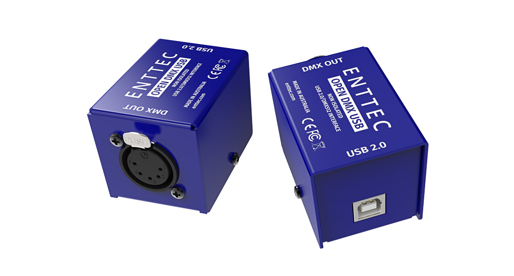 Front and Rear of the ENTTEC Open DMX USB widget