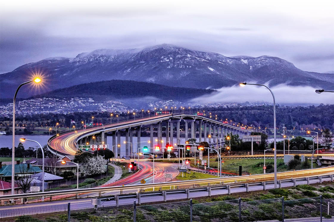 Tasman bridge lighting