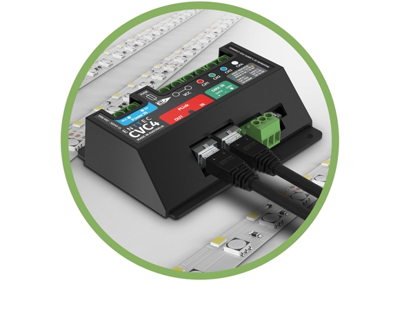 ENTTEC CVC4 LED Dimmer with 4 channel LED strip.