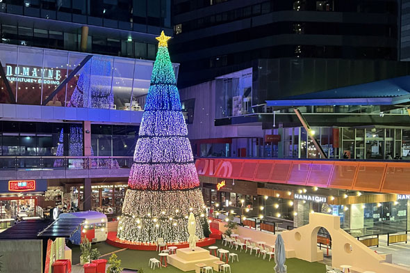 QV shopping centre Melbourne Australia Christmas tree LED lights