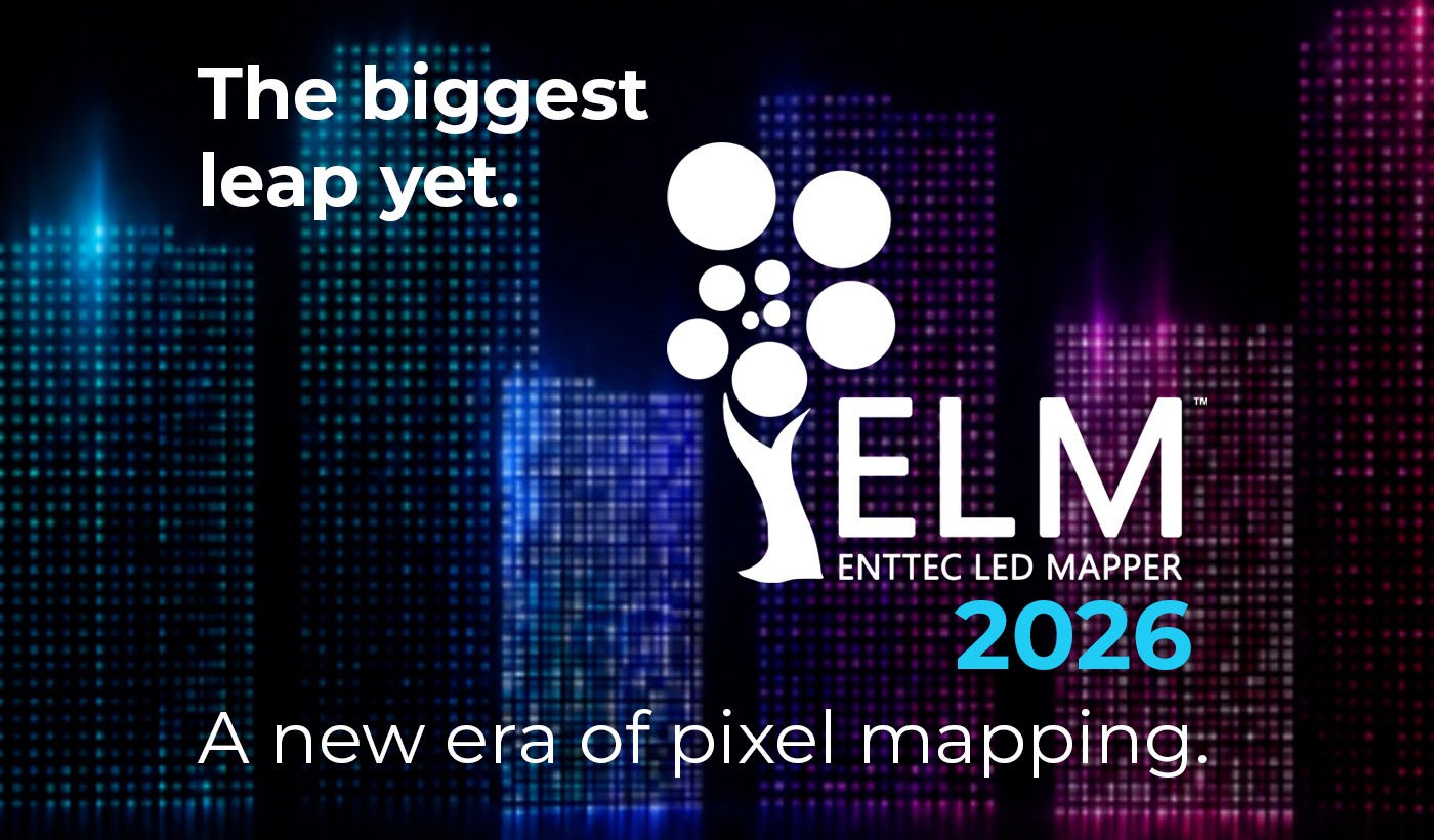 ENTTEC ELM 2026 pixel mapping software controlling a large LED installation